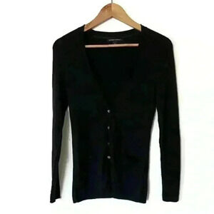 Vintage Banana Republic Womens Black Silk Old Money Prep Preppy Cardigan Small